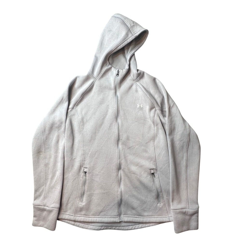 Under‎ Armour Hoodie Womens L Gray ColdGear Full Zip Fleece Jacket Loose Fit